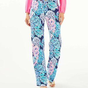 Lilly Pulitzer Malorie High Rise Pants Party in Paradise Blue 14